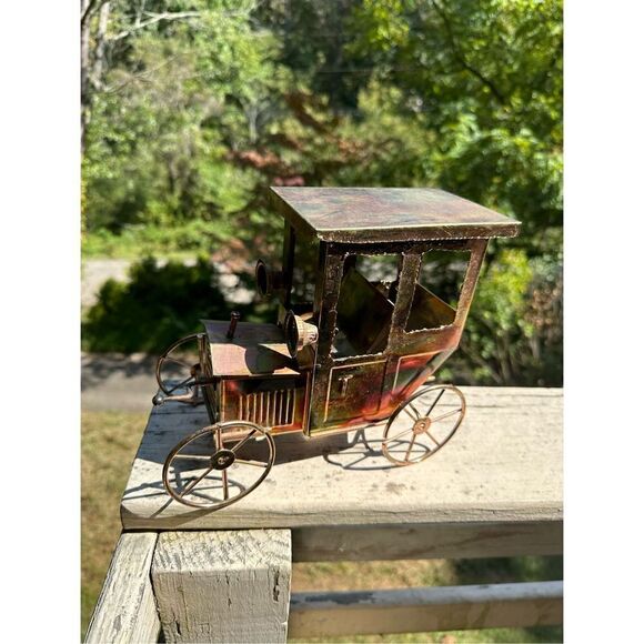 VTG Model T Ford Copper Metal Car Music Box Happy Days Are Here Again Wind-Up - Picture 2 of 12